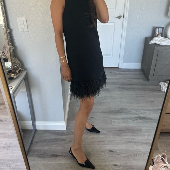 Jcrew Black Feather Dress NWT - S - Picture 1 of 4